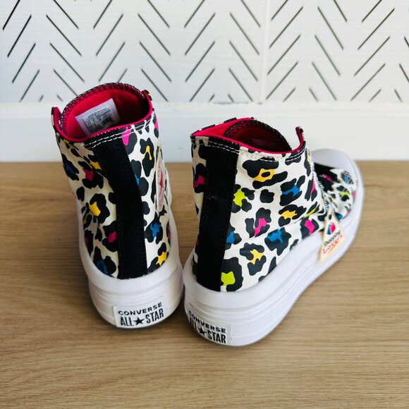 ❤️Converse All Star Ctas Move Hi Kids Shoes 5.5 Platform Leopard Sneaker 272376C - Picture 5 of 13